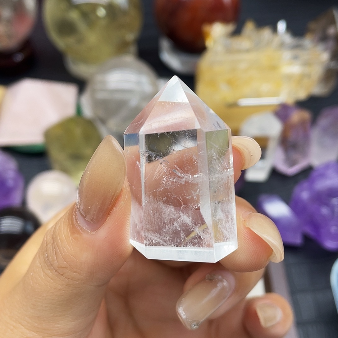 未镶嵌水晶珠宝半成品23白水晶柱子