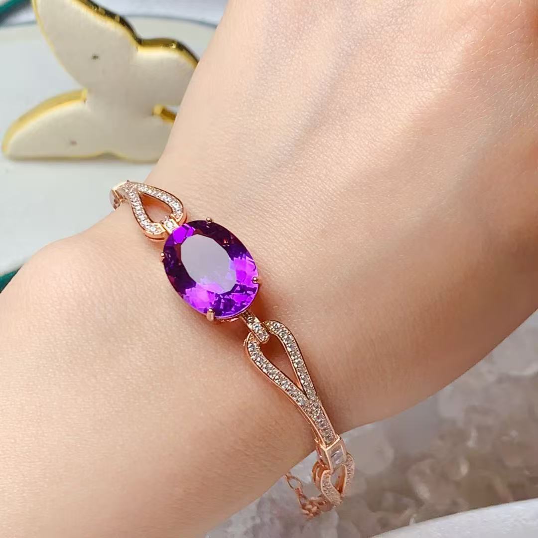 12*16mm紫水晶手链梦幻百搭精美时尚紫色贵气