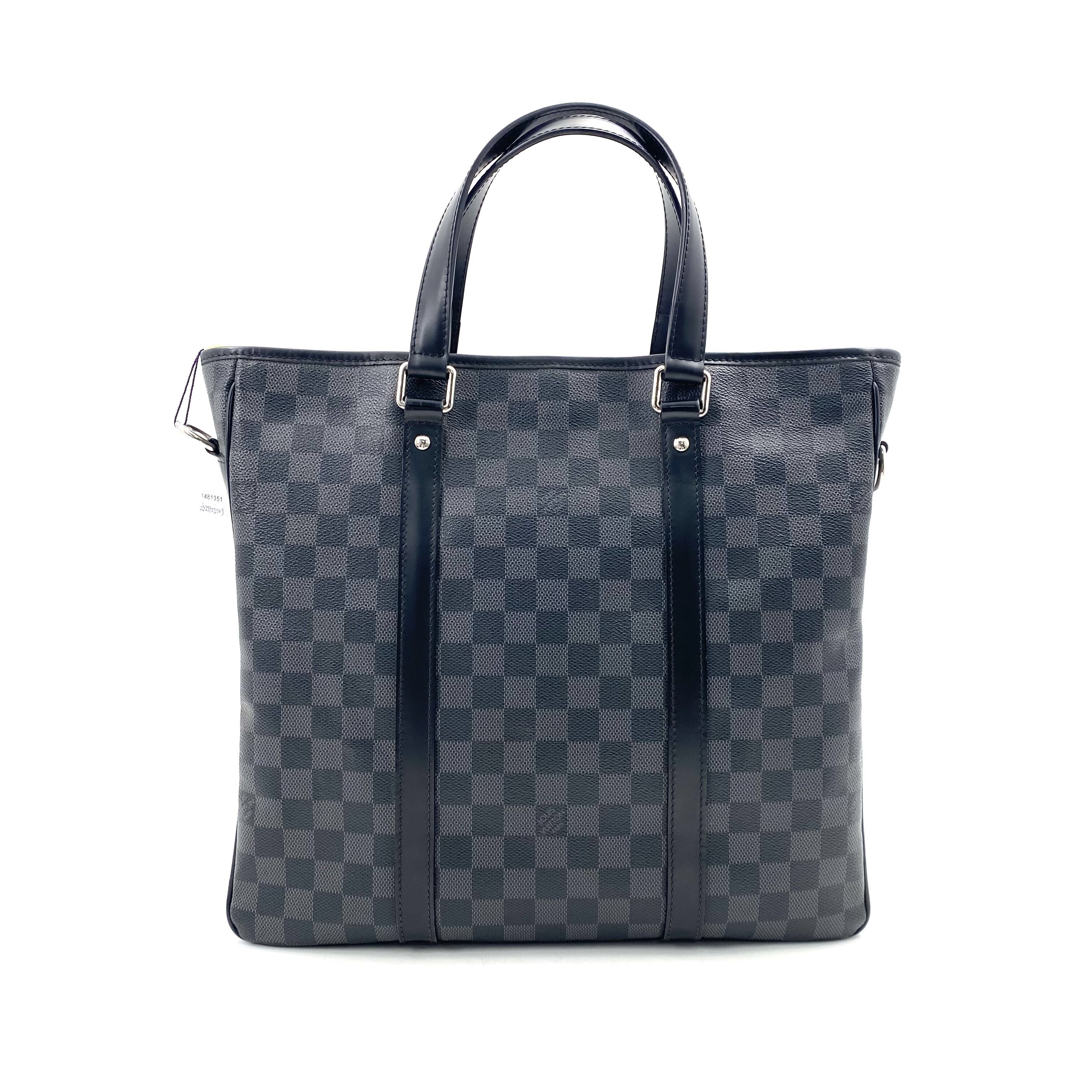 99新 LouisVuitton/路易威登 黑棋盘格小号托特包无肩带35/33 