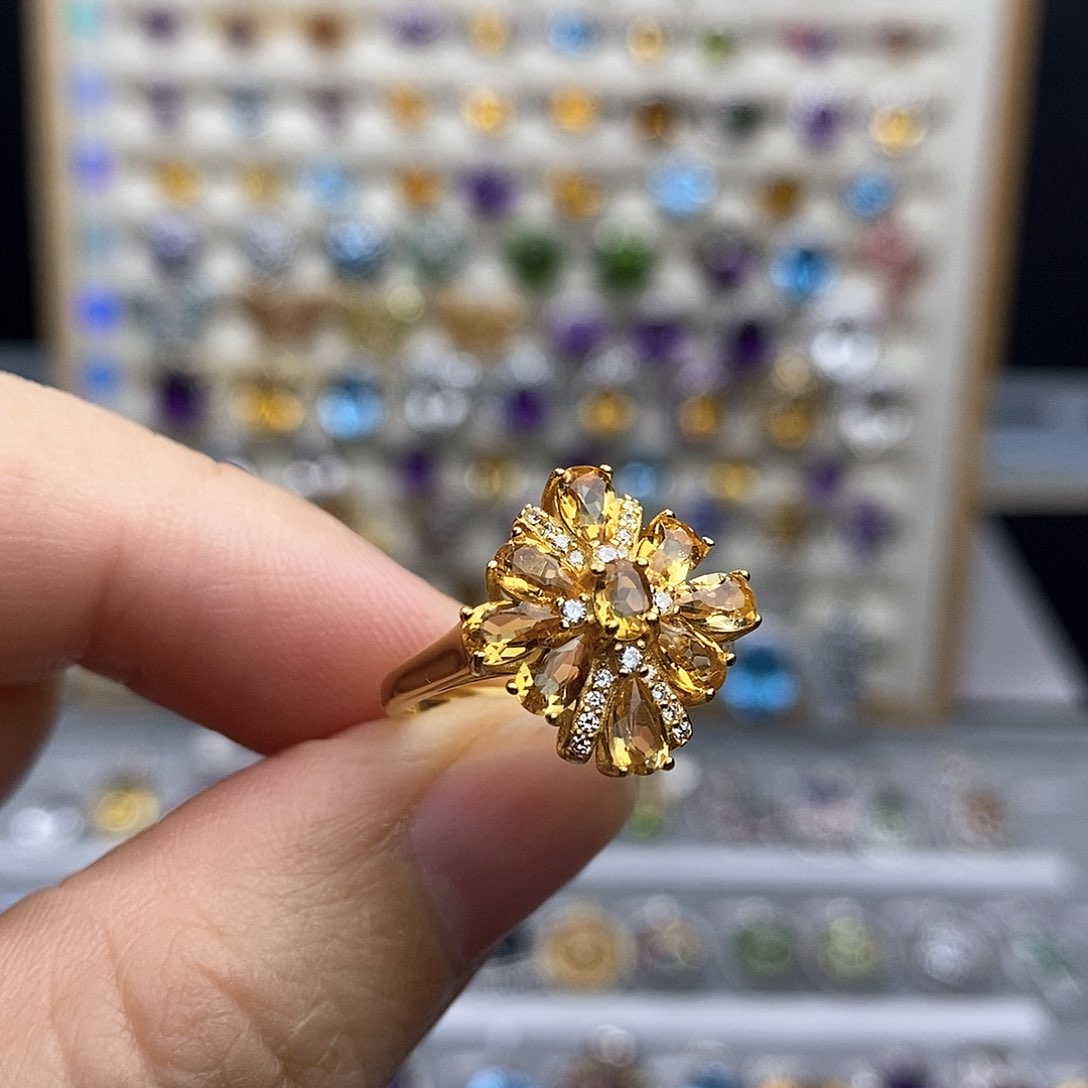 银S925镶嵌戒指黄晶不含证书