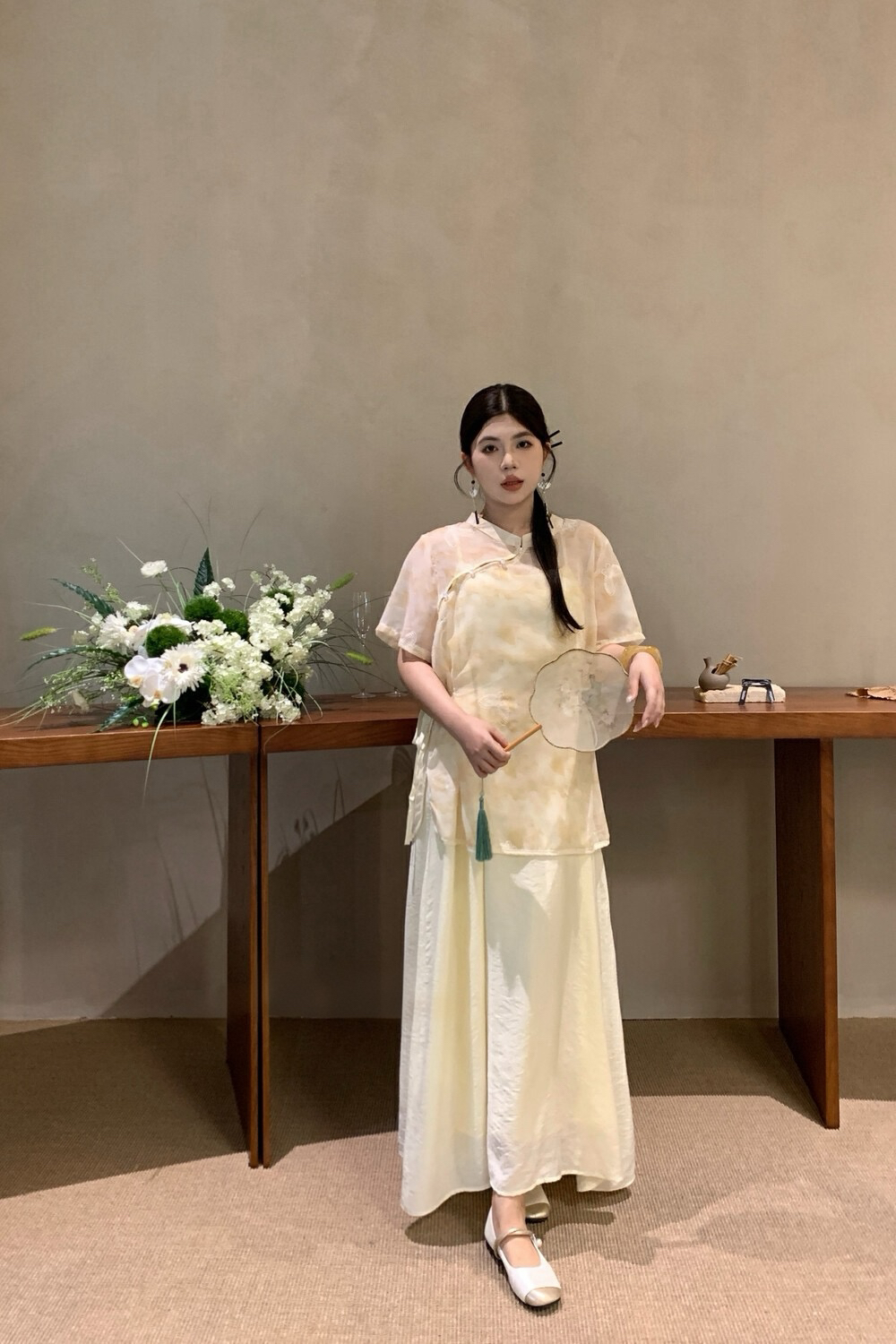 改良旗袍连衣裙提花夏季旗袍复古短袖薄款中国风气质长款大码显瘦