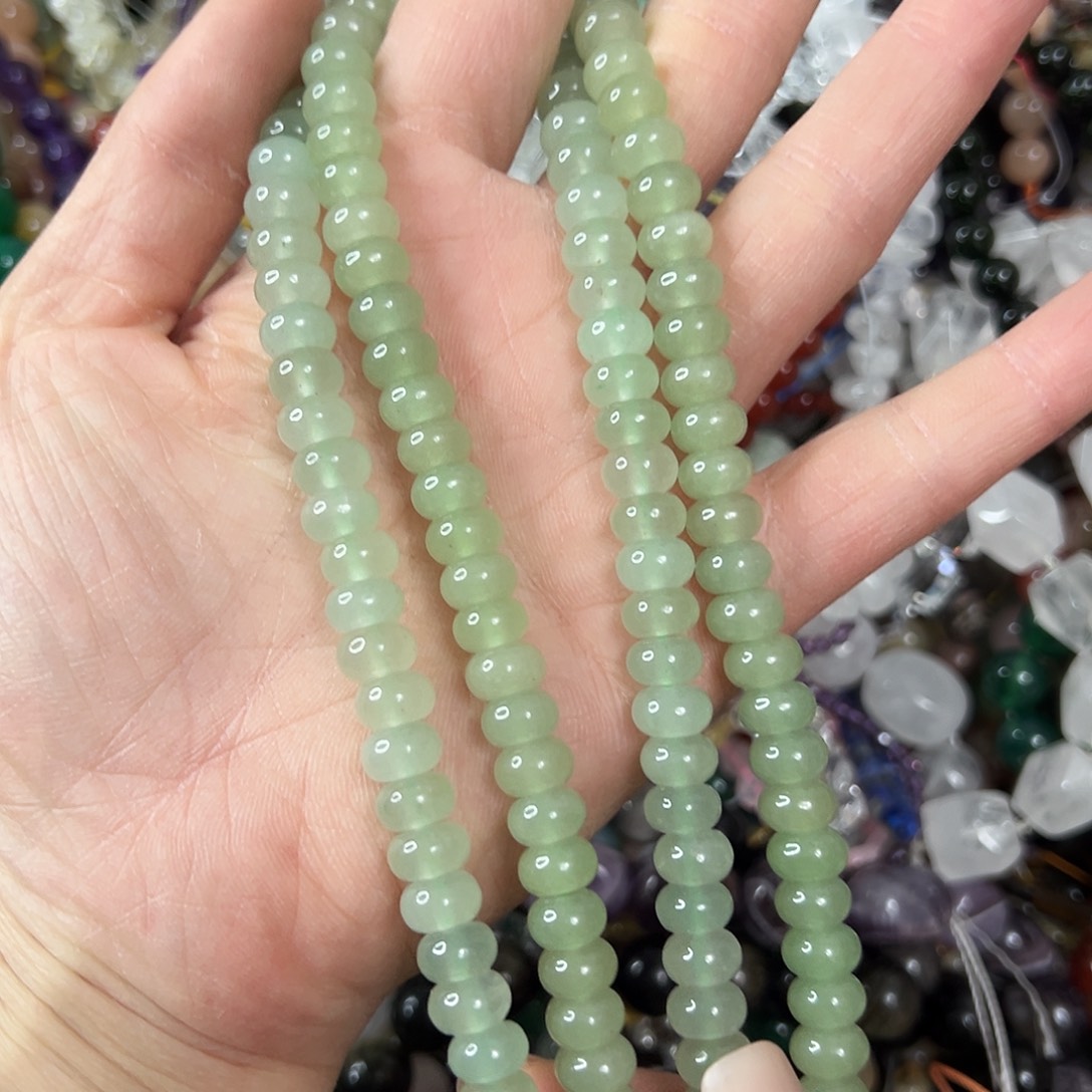 玛瑙/玉髓未镶嵌珠宝半成品，卡8绿东陵算盘一条