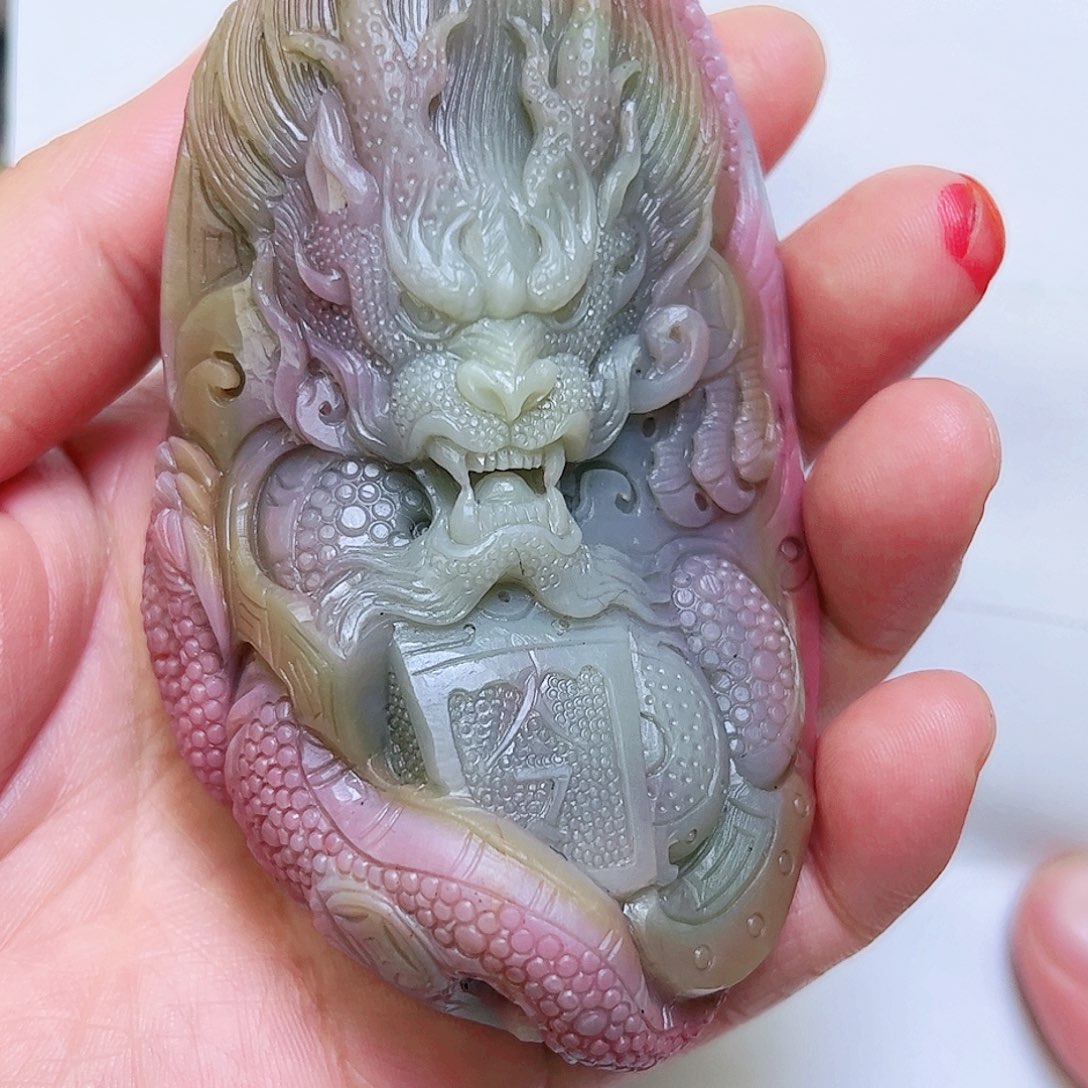 玛瑙/玉髓手把件未镶嵌凤**天