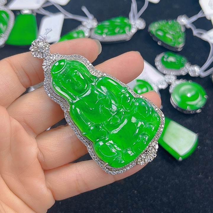 翡翠银S925镶嵌吊坠(不含链)