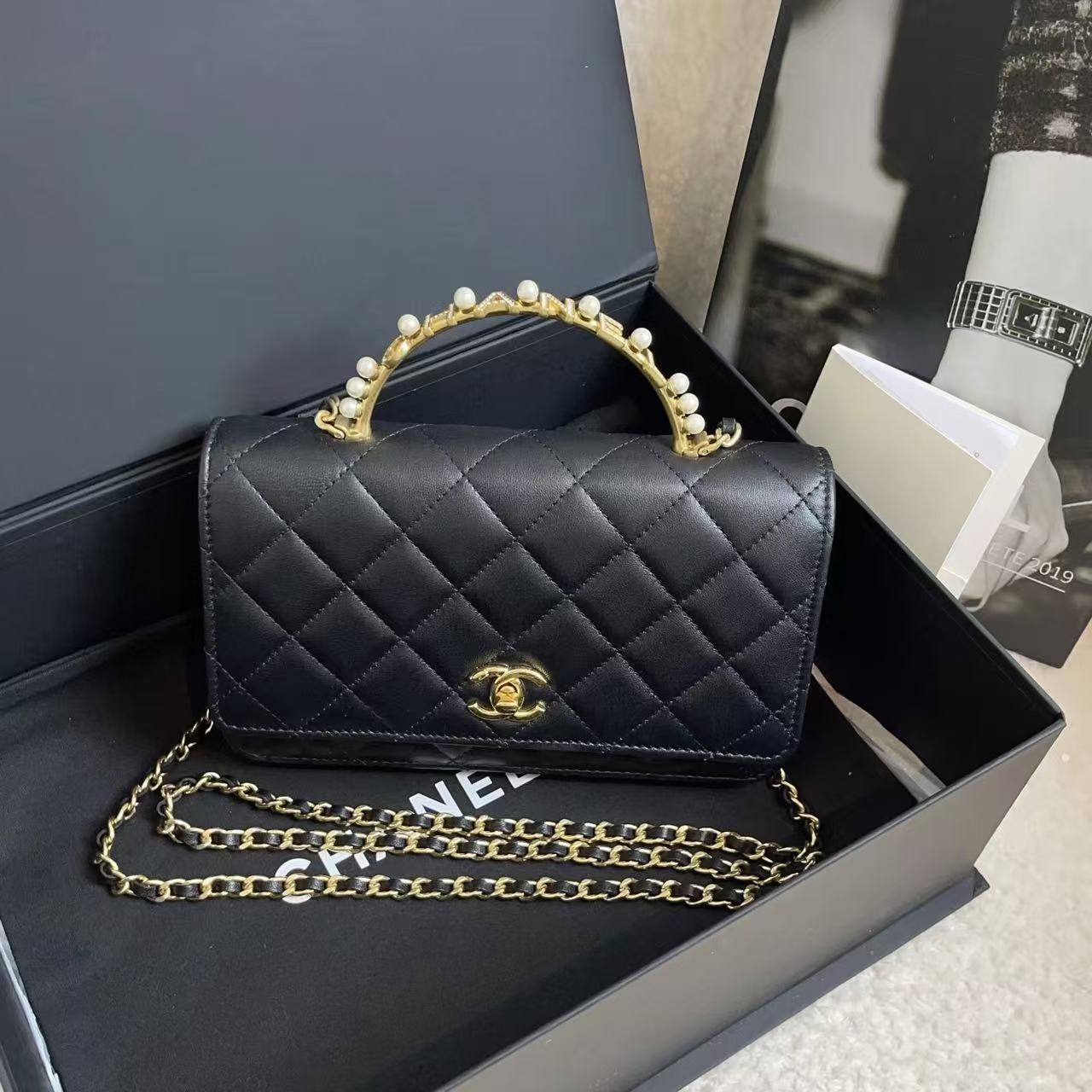 99新 Chanel/香奈儿 珍珠水钻手柄 woc/18865920/12期/代卖服务