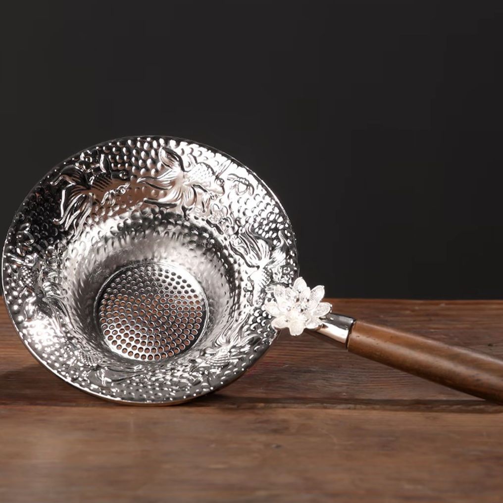 高档锦鲤实木茶漏茶水过滤器