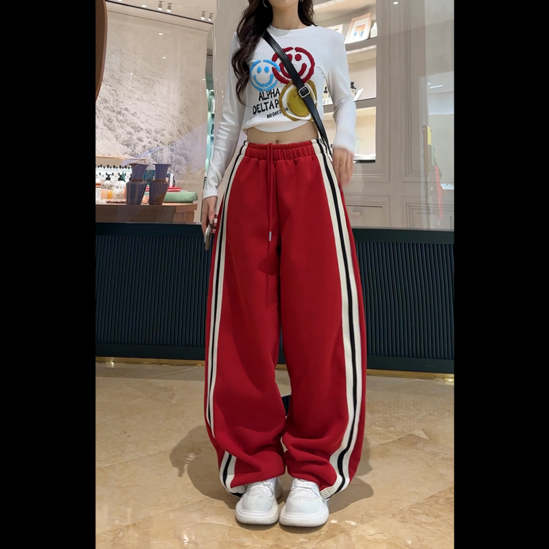 （清清款）33692加厚休闲卫裤女重工织带抽绳长裤新款撞色运动裤