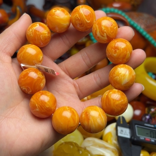 琥珀（花珀）手串未镶嵌蜜蜡