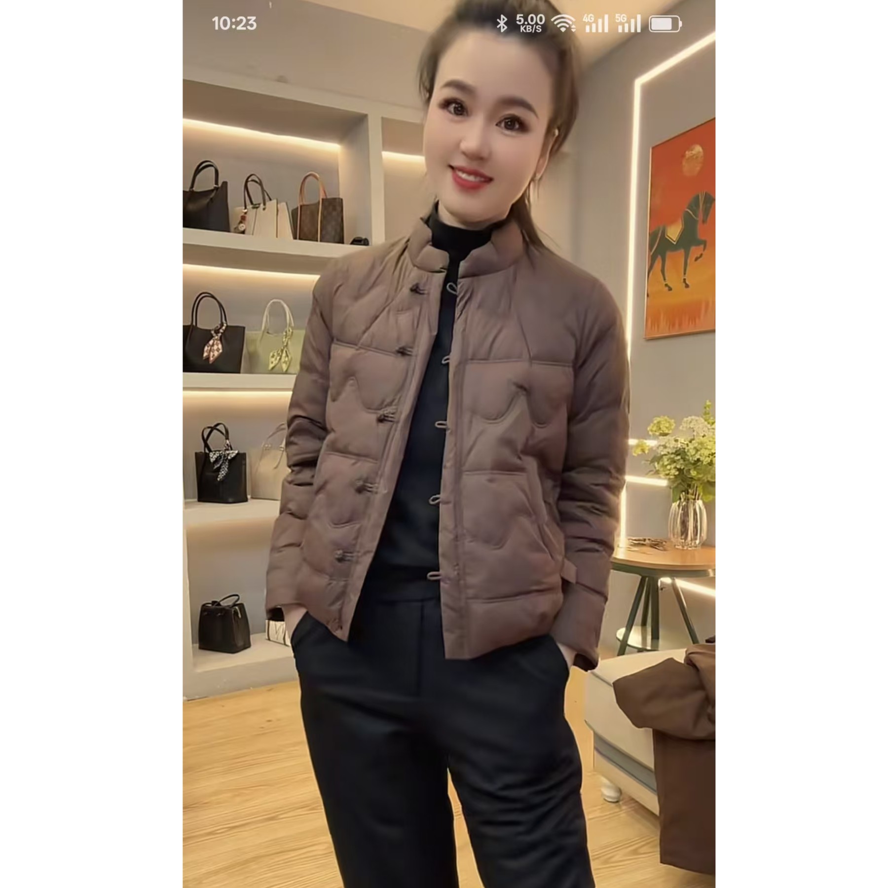 【七彩衣新品】25675国风羽绒服立领厚款女士洋气秋冬上衣长57