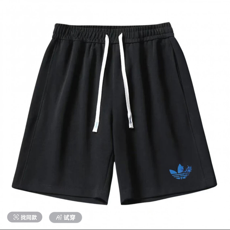 B简约男松紧带外穿百搭短裤透气大码系带情侣运动短裤