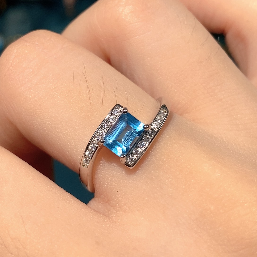 托帕石戒指银S925镶嵌福利款