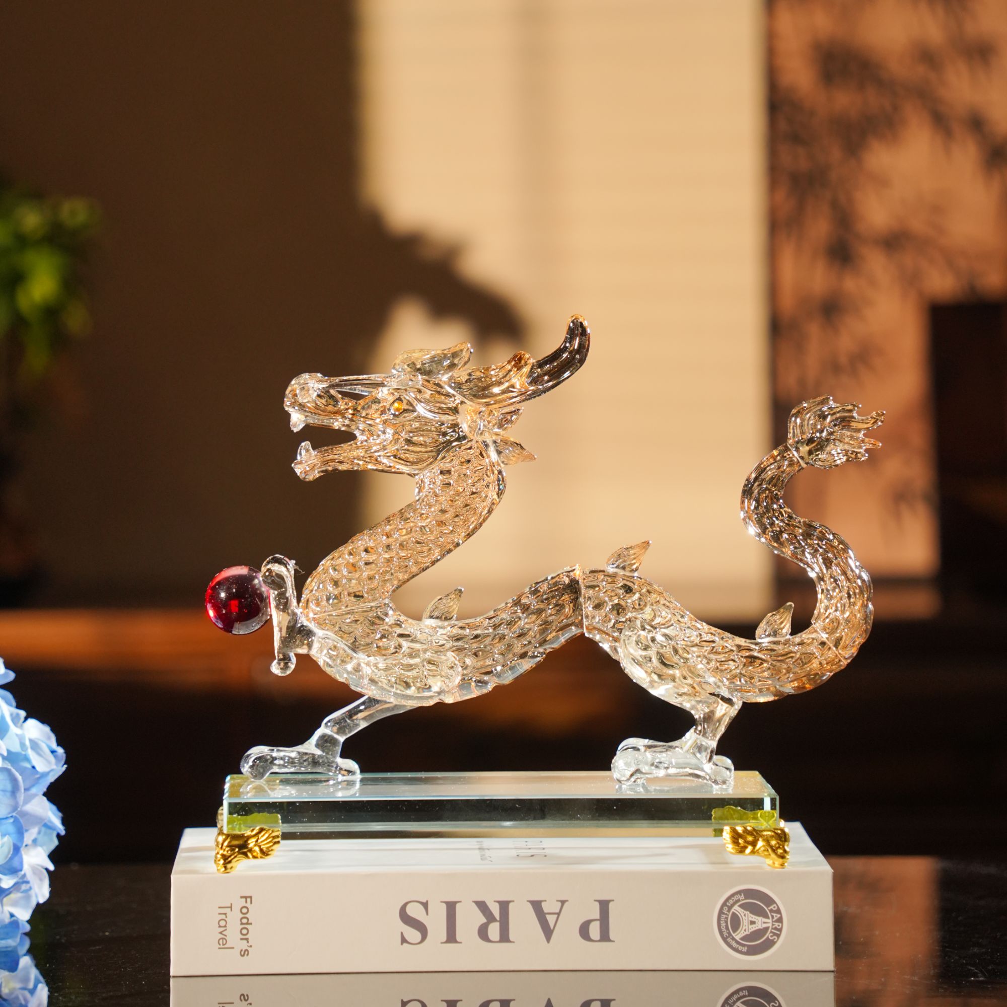 水晶龙形摆件居家酒柜茶几办公桌书桌影视柜装饰品