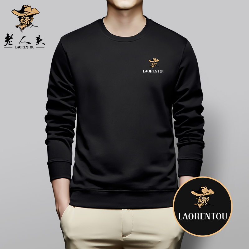 老人头秋冬男士印花长袖时尚卫衣男上衣百搭圆领高档男装LRT5001