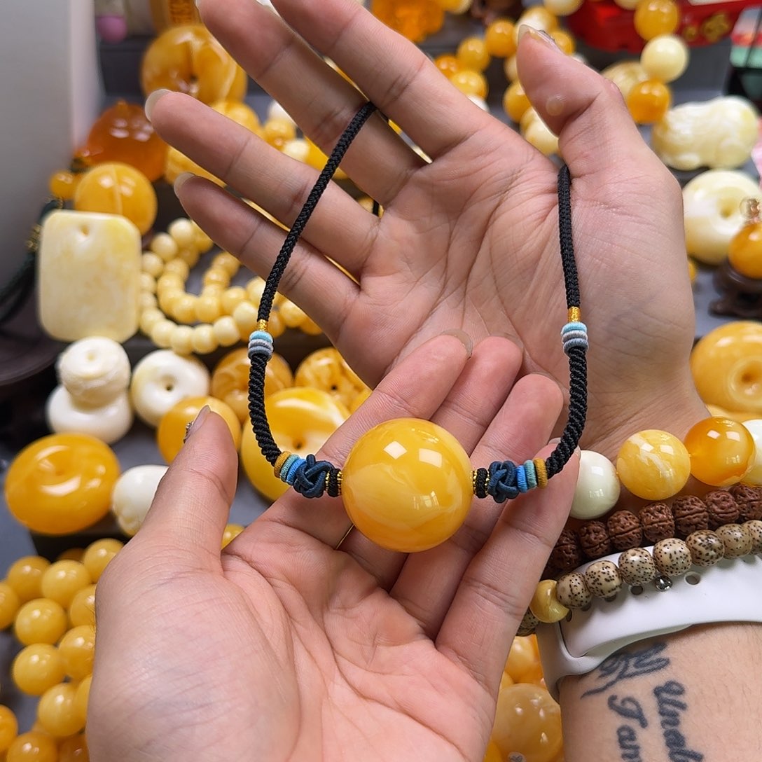 蜜蜡珠宝奇石未镶嵌锁骨33mm