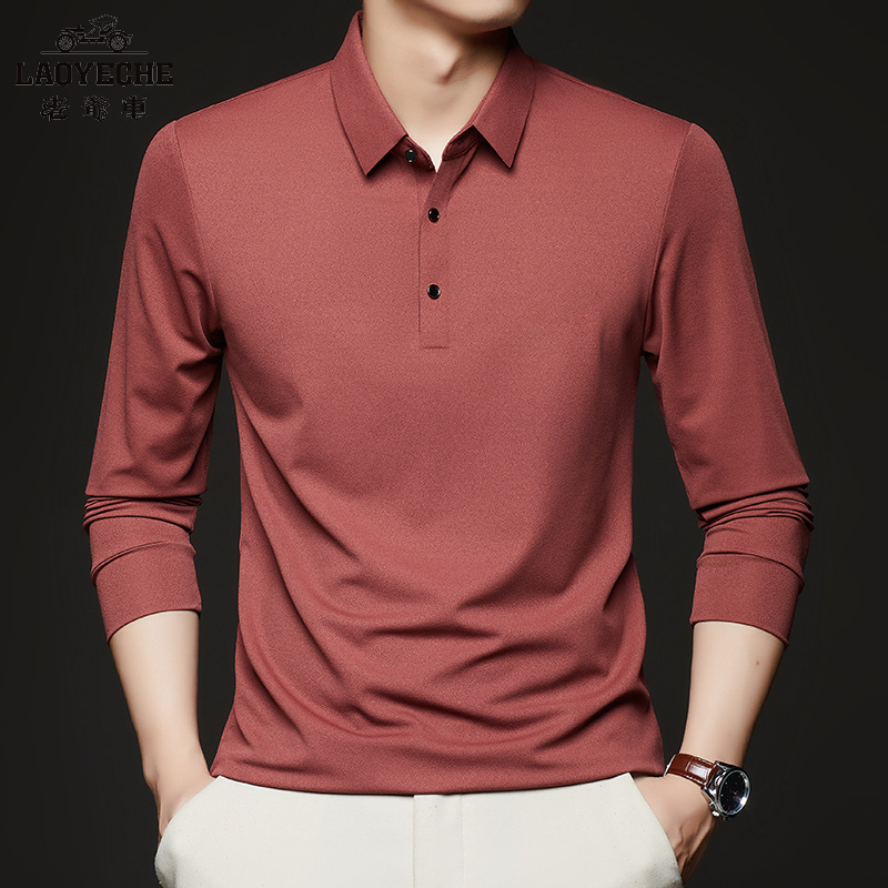 老爷车男士上衣长袖打底衫男装休闲秋季透气翻领爸爸装