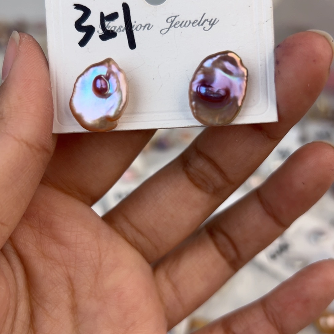 淡水珍珠耳饰银S925镶嵌