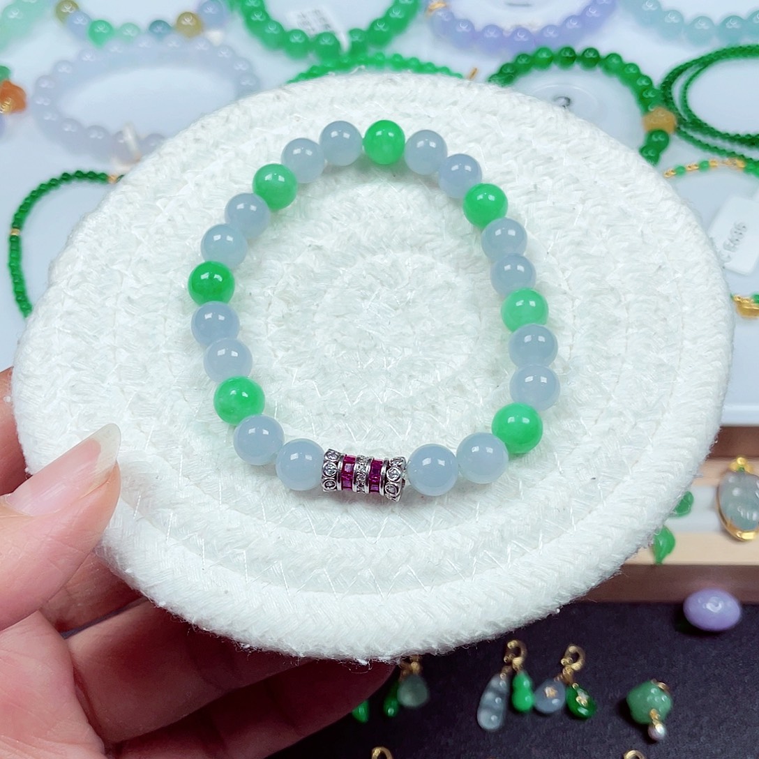 翡翠未镶嵌手链天然缅甸翡翠A货卡7.7