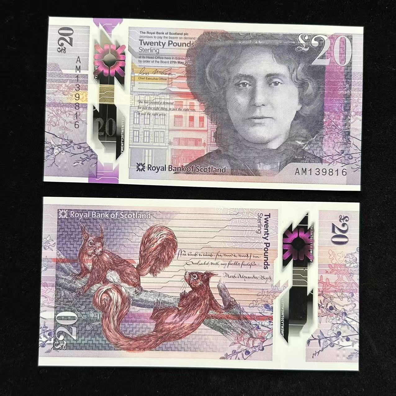 苏格兰20镑塑料钞 2019年皇家银行 欧洲钱币 全新UNC
