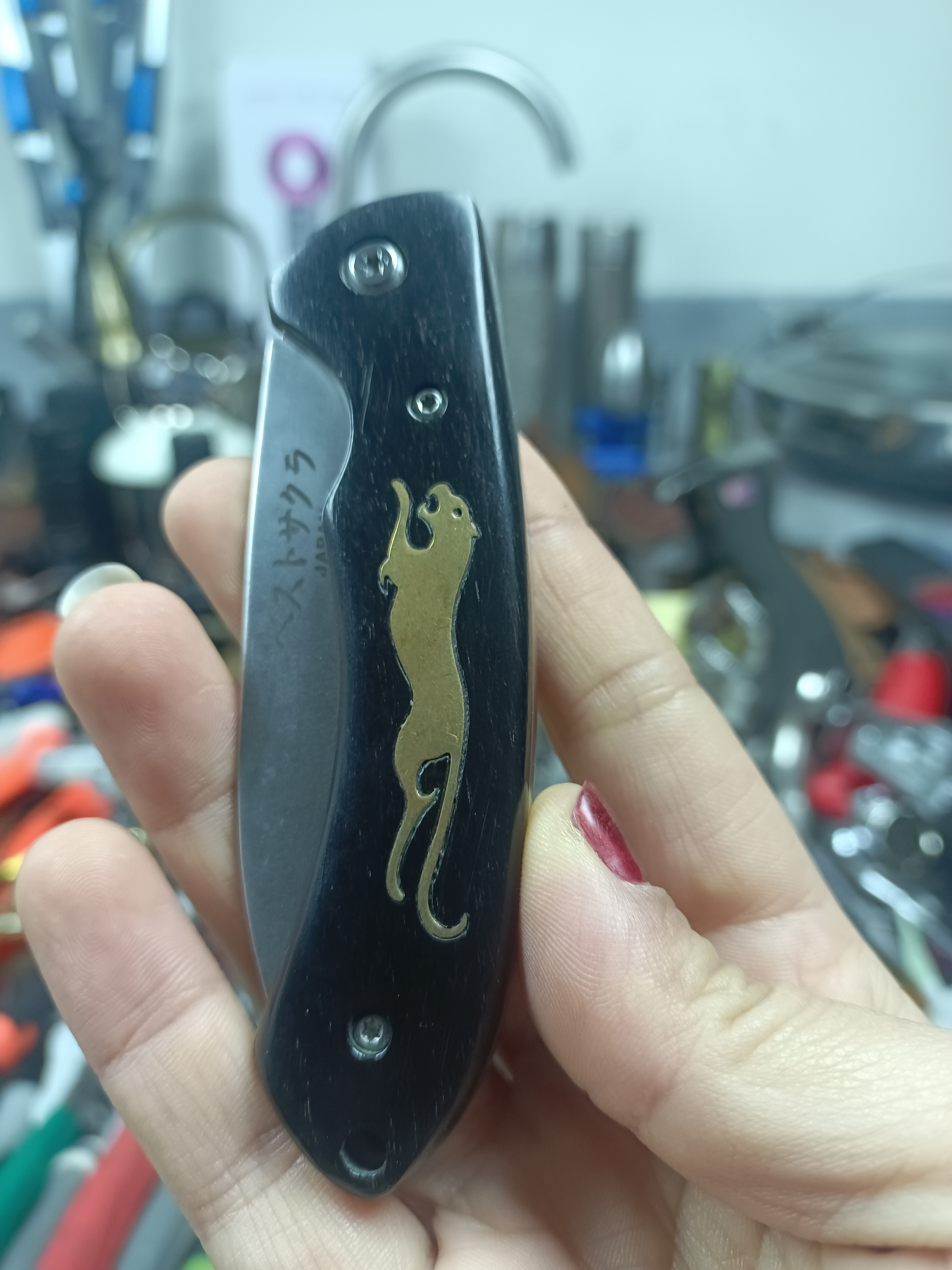 实木手柄 豹子图案