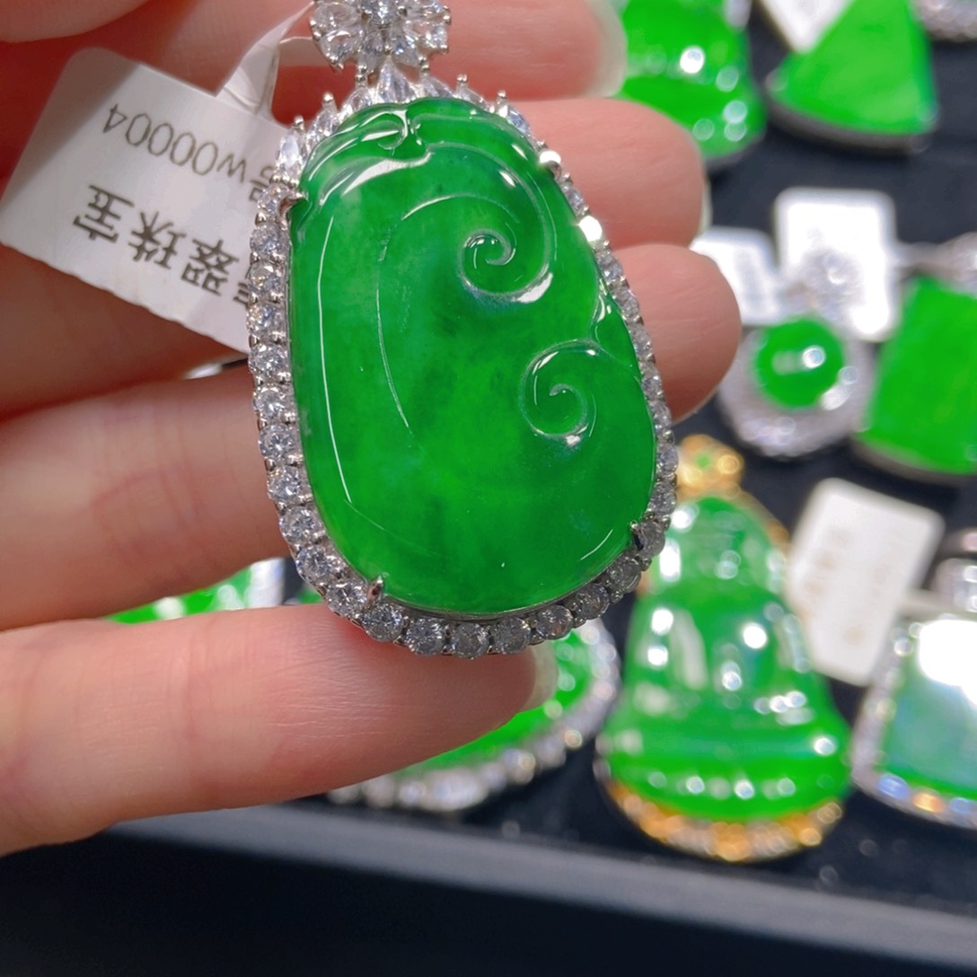 翡翠吊坠(不含链)银S925镶嵌