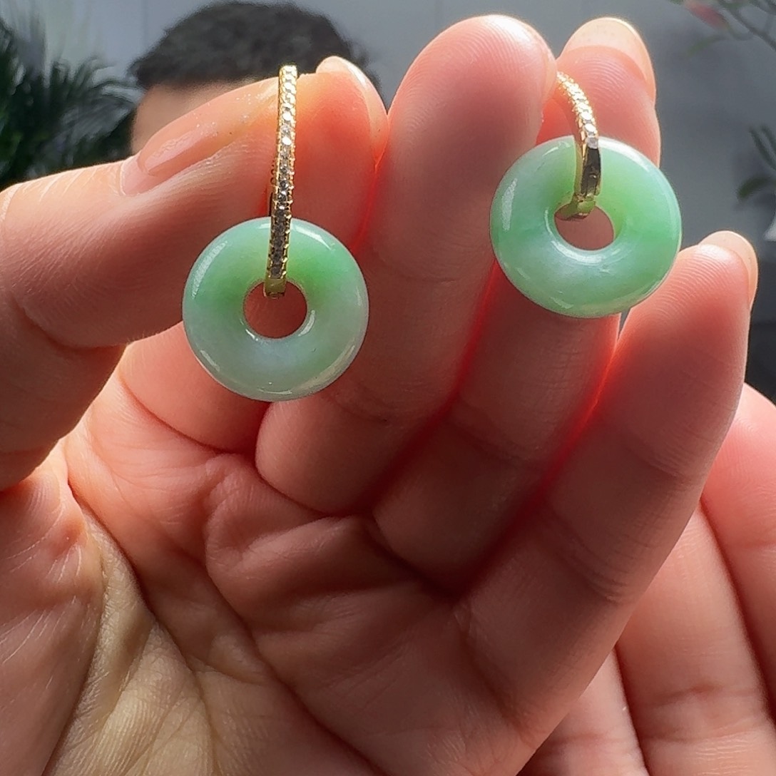 翡翠耳饰银S925镶嵌天然