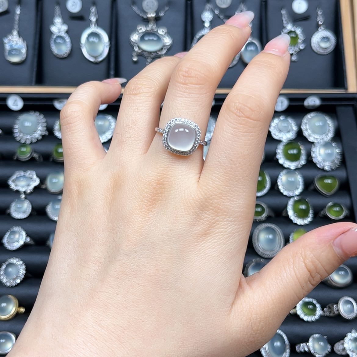 【闪购商品】岫玉戒指银S925镶嵌@****Z