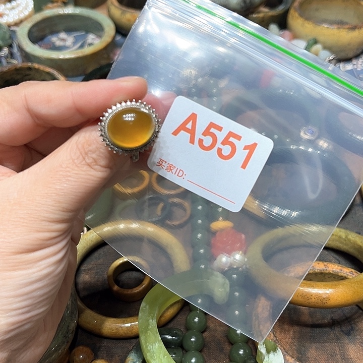 蛇纹石玉戒指银S925镶嵌墨*