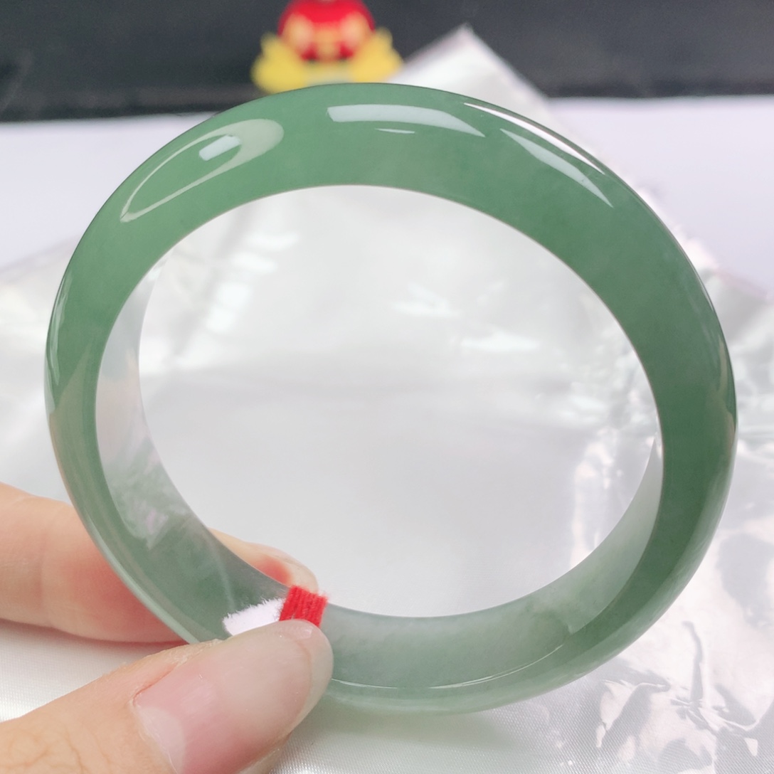 翡翠未镶嵌手镯翡翠53.1冰种满色满绿正圈