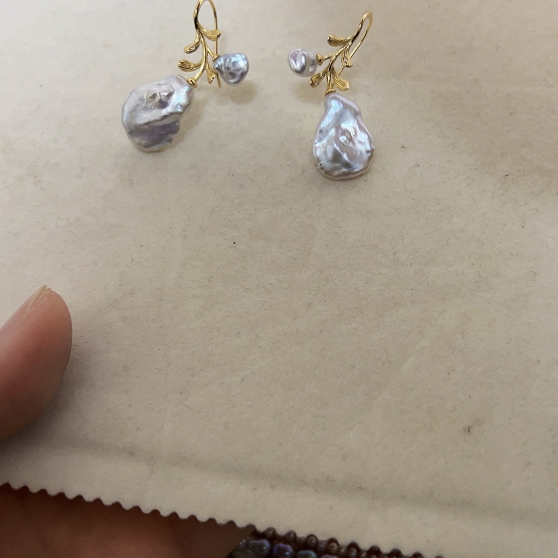 淡水珍珠耳饰银S925镶嵌