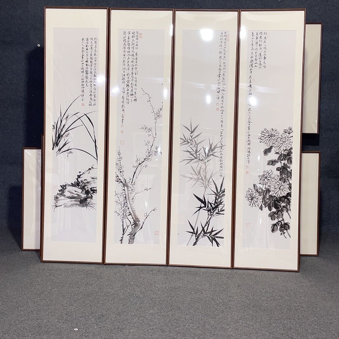 国画手绘画作品带框