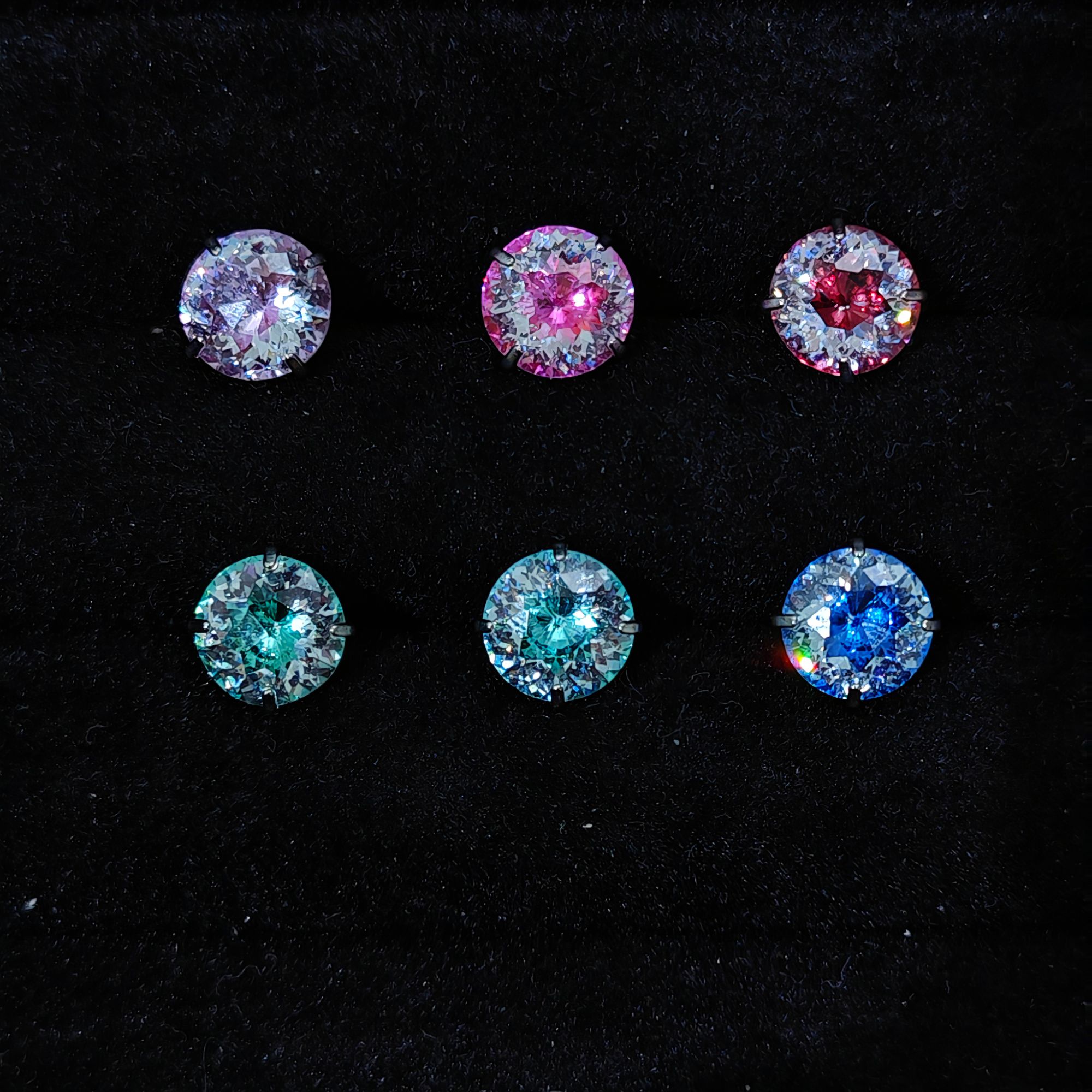 钛钢锆石耳饰 6.0mm锆石耳钉【重工无缝爪镶】耳骨钉耳垂耳骨蜗