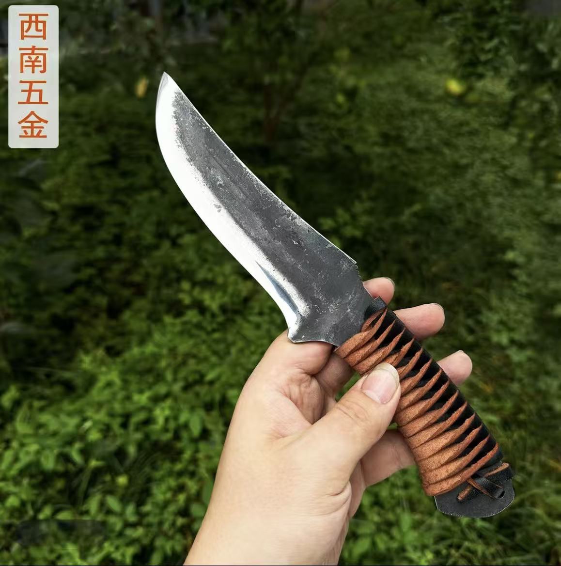 手工锻打轴承钢一体龙骨绑绳小刀户外钓鱼露营多功能实用刀具砍柴