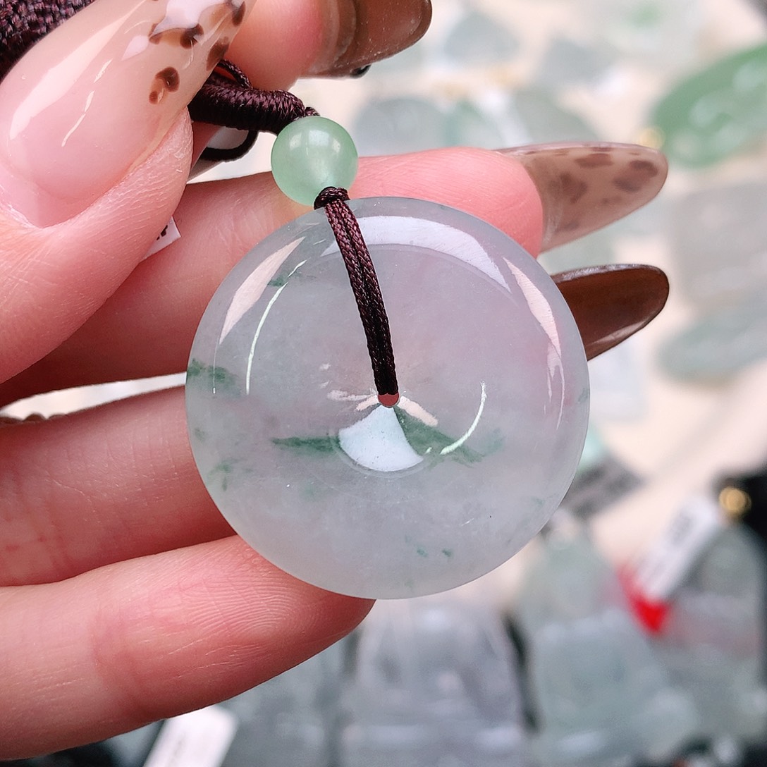 翡翠颈饰未镶嵌飘花扣29、5.8