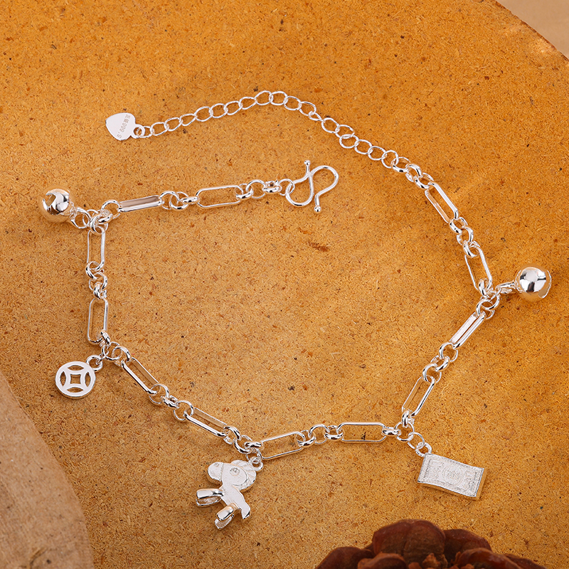 足银脚链 优雅百搭民族风马上有钱铃铛脚链