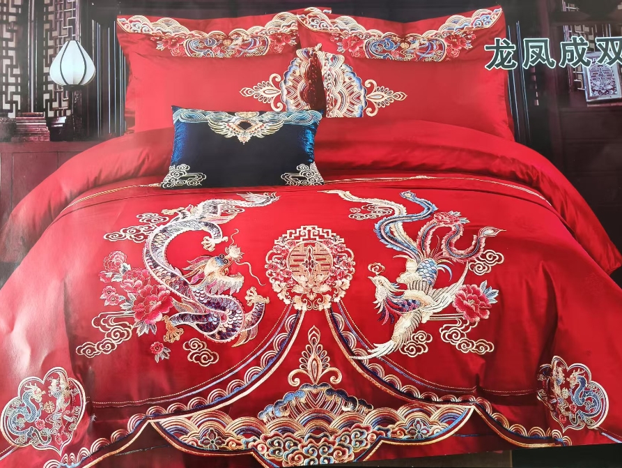 高端！重工绣婚庆四件套！龙凤成双