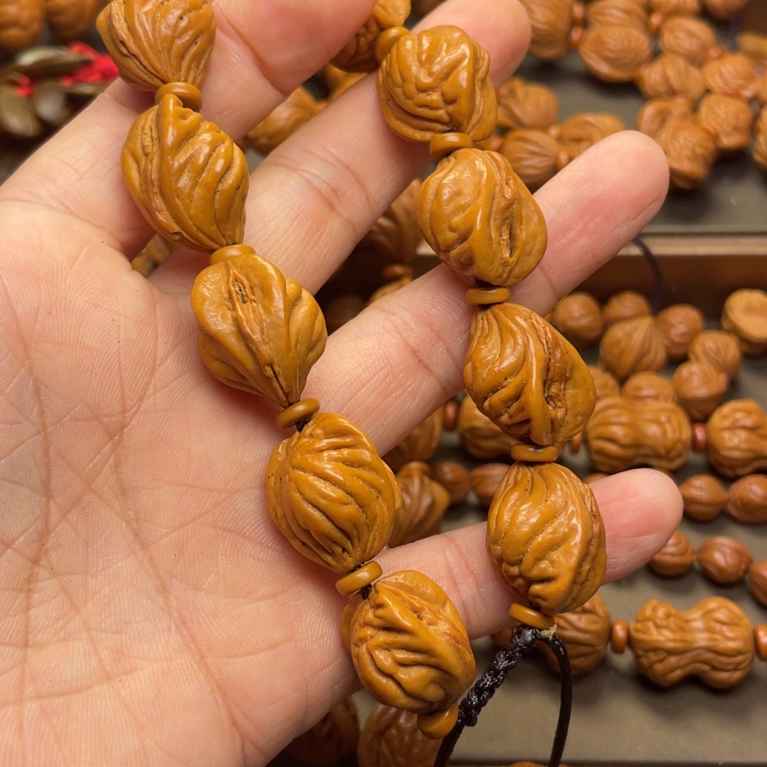 涂***光桃核手串龙纹桃核10