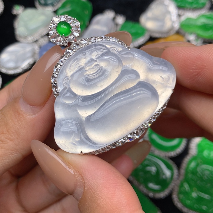 瑶***妈翡翠18K金镶嵌吊坠(不含链)