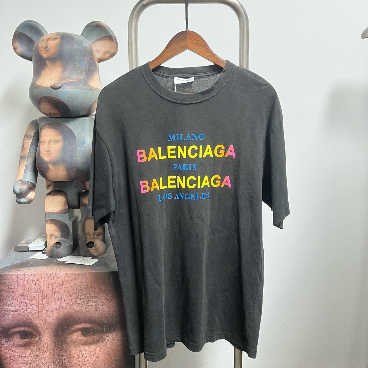 99新 Balenciaga/巴黎世家 彩虹logo短袖 M0742 S 衣长74 胸围51