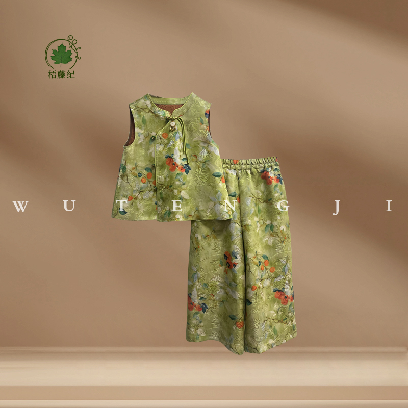 现货【100木薯丝】【瑾萱】2025夏季新款国风女童两件套套装25CY103