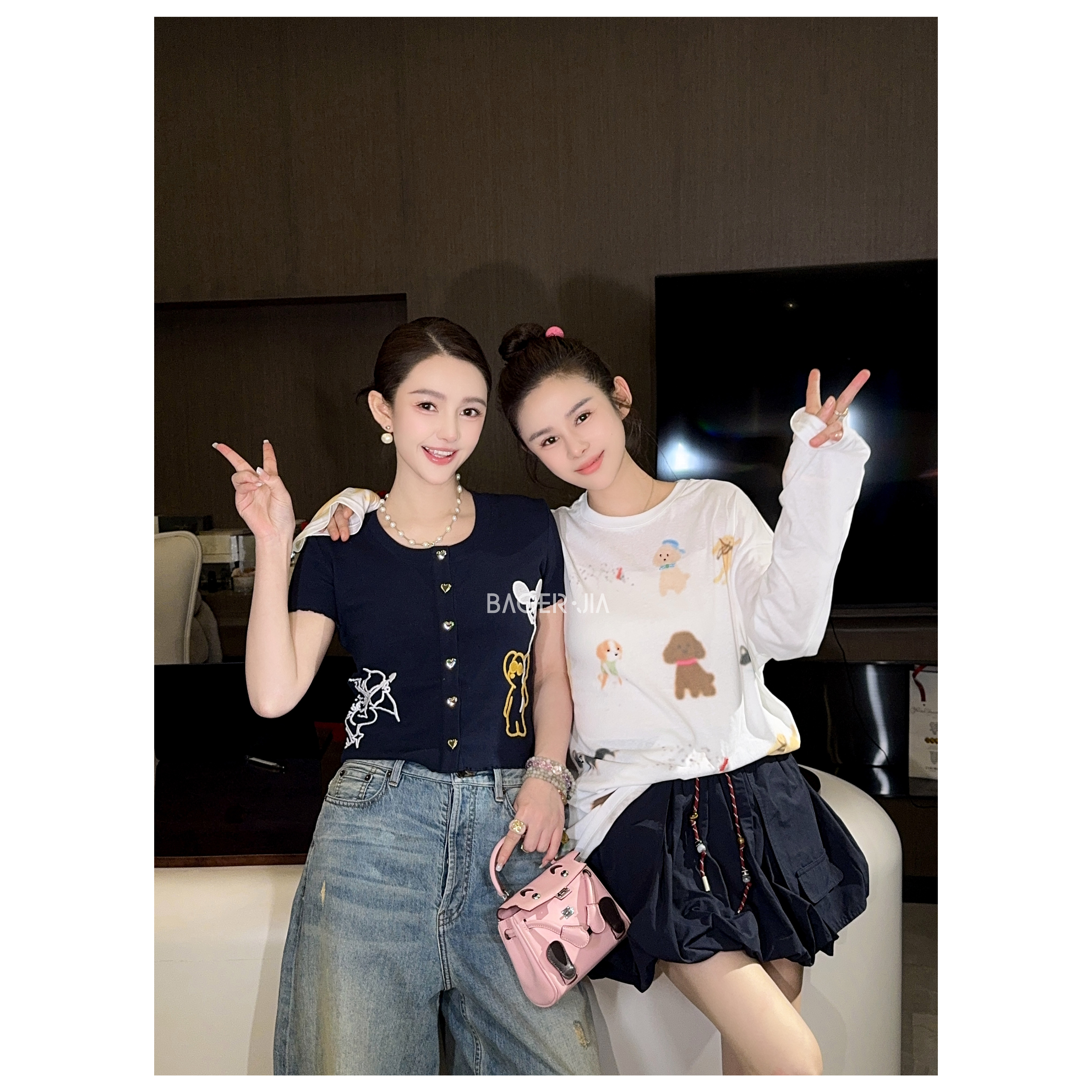 18-【旺财~T】宝儿家含幂BL107425205NS夏季宽松休闲图鉴卡通上衣