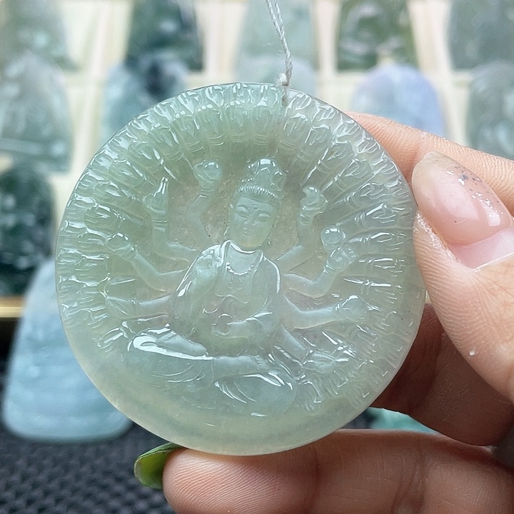 颈饰未镶嵌翡翠天然缅甸翡翠A货千手观音