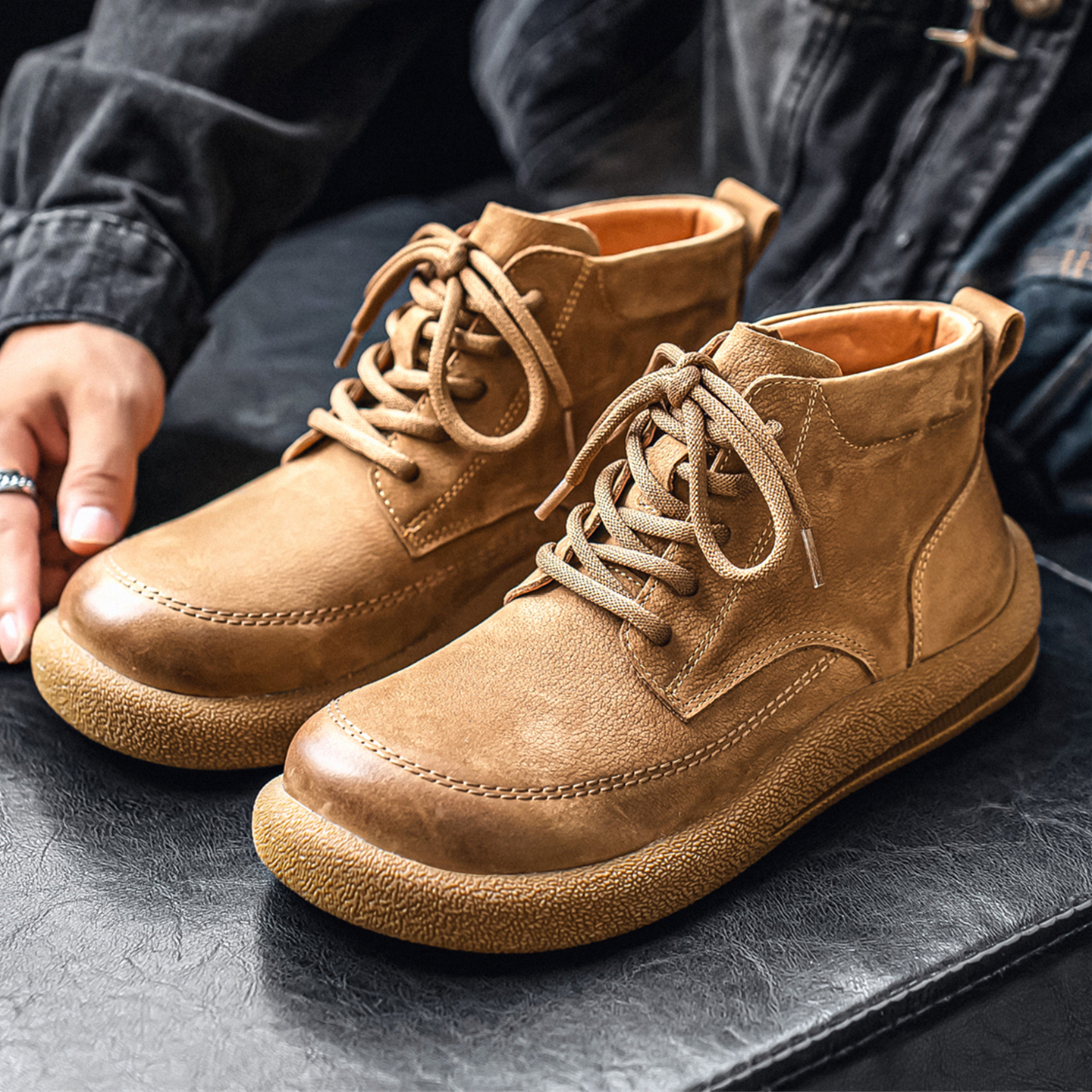 头层牛皮男鞋冬季新款真皮加绒休闲中帮皮鞋软底软皮英伦防滑鞋子