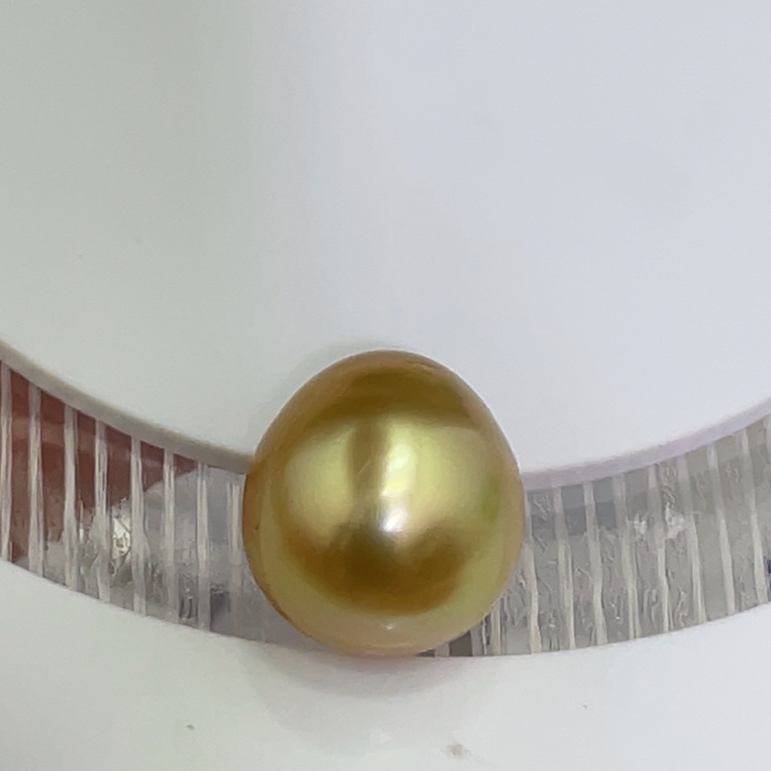 海水珍珠裸珠13.8mm浓茶金巴