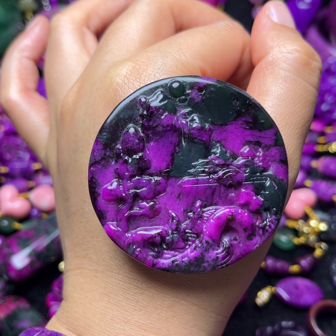 紫泥高品老油丝绒33送万能扣方便搭项链