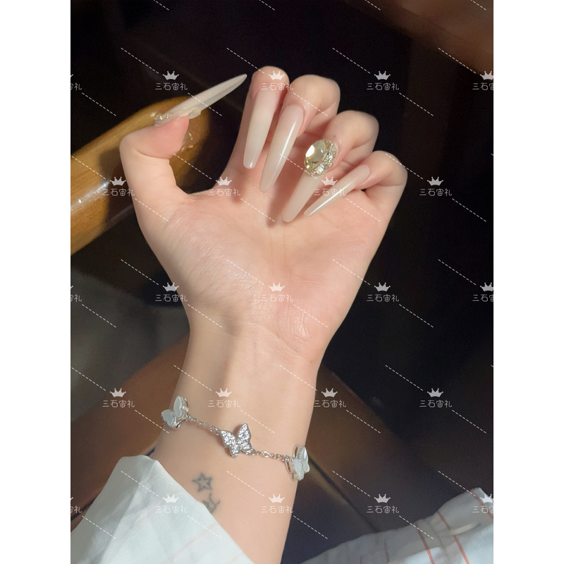 铜合金贝壳手链 天然贝壳蝴蝶镶嵌手链女款小众设计感高级轻奢