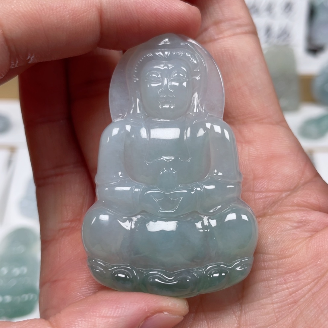 翡翠颈饰未镶嵌天然翡翠A货观音78号