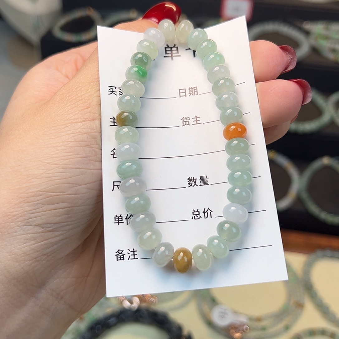 翡翠手串未镶嵌缅甸A货翡翠手串 卡8➕ 011