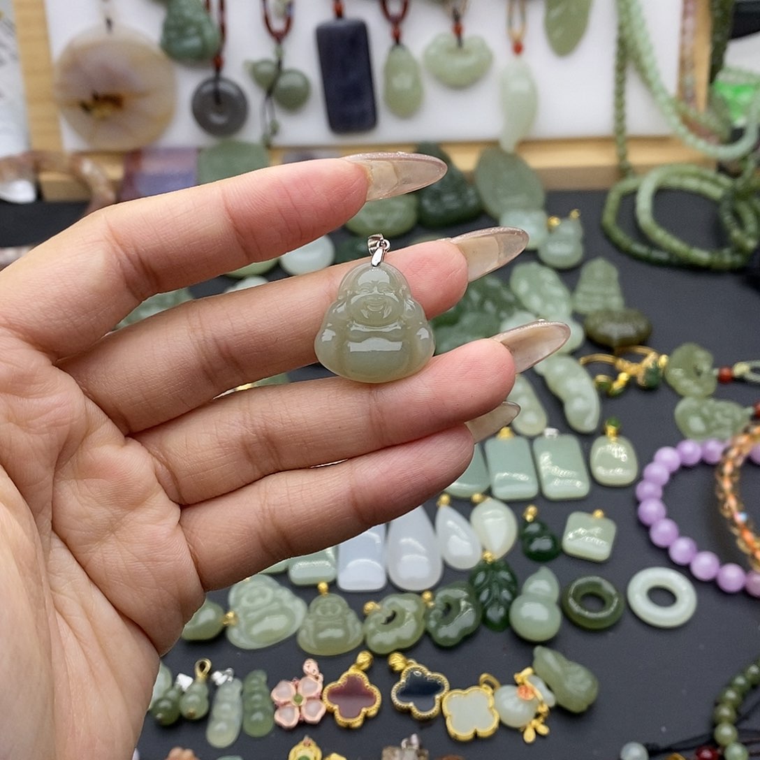 和田玉吊坠(不含链)银S925镶嵌