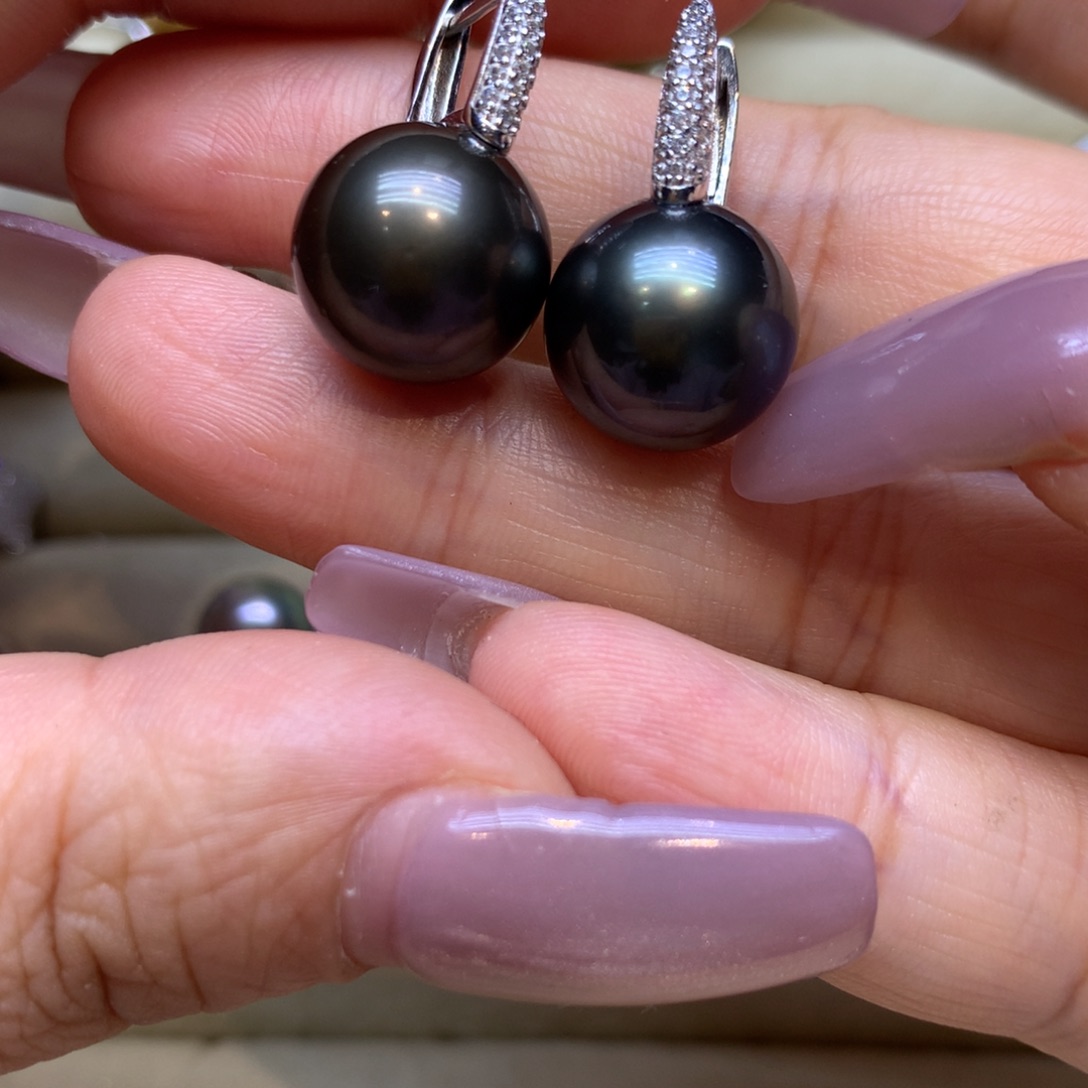 银S925镶嵌耳饰海水珍珠