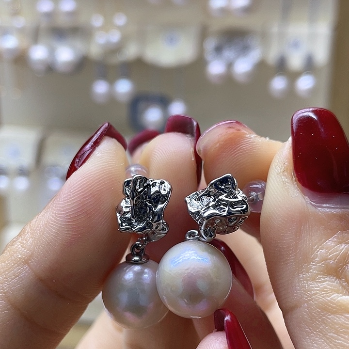 淡水珍珠耳饰银S925镶嵌